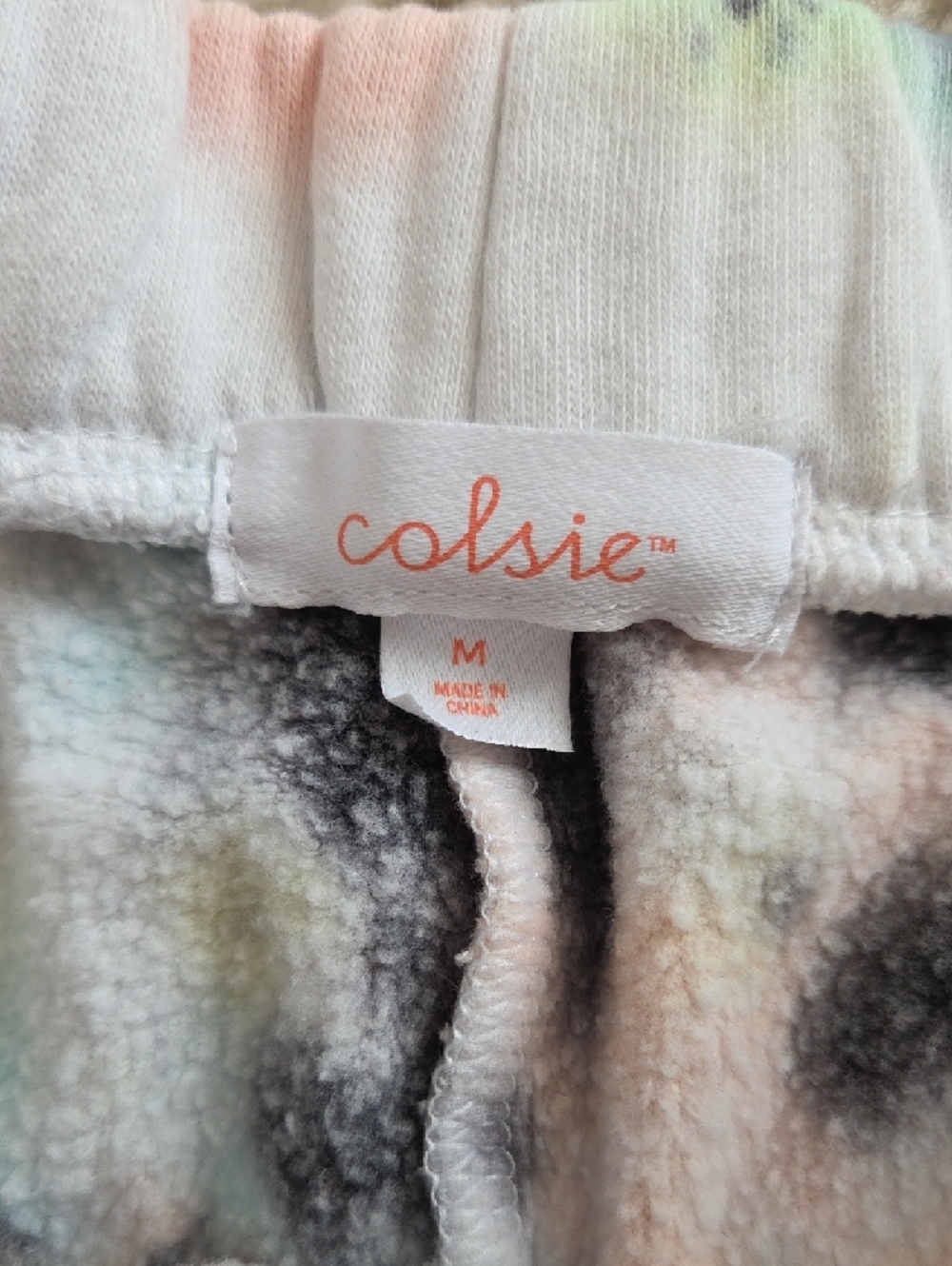 Colsie Pastel Tie-Dye Lounge Shorts with Black Spots - Picture 2 of 3